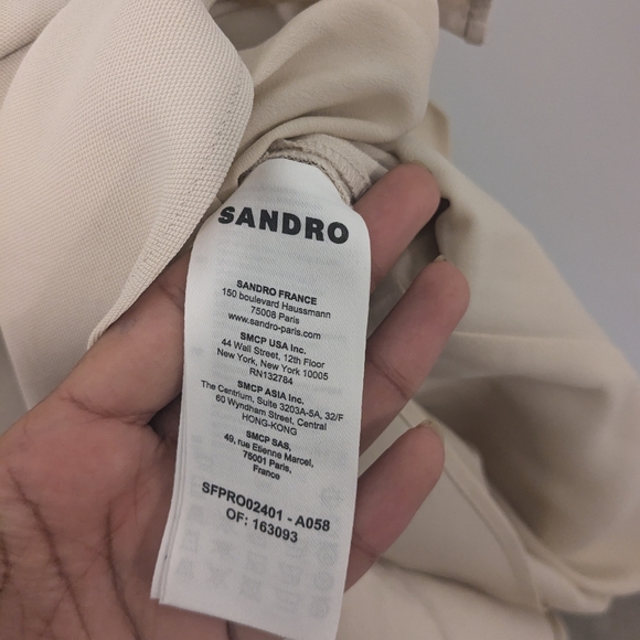 NWT $340 Sandro Paris Albi Ruffle-Trim Mini Dress in Cream Size FR 34 / XS - Picture 14 of 15